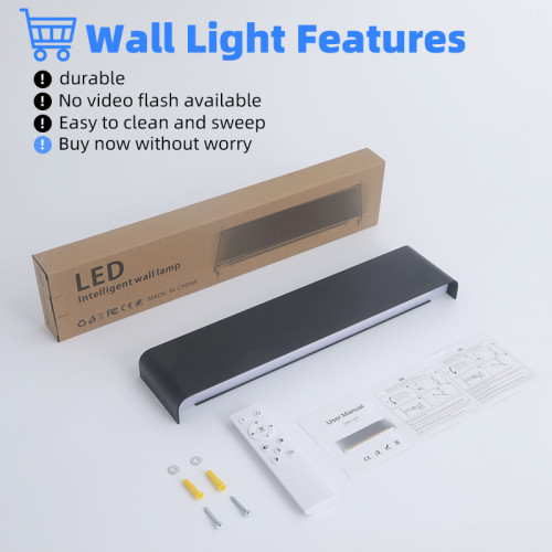 簡約北歐超薄led長條壁燈智能遙控氛圍現代臥室床頭工程walllight