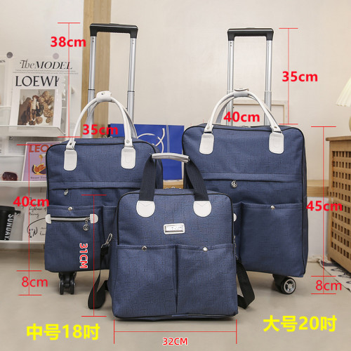拉桿包新品女大容量行李包手提行李袋折曡旅行收納袋萬向輪印