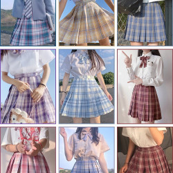 jk製服裙秋套裝半身裙格子百褶裙正版格裙學院風學生校服短裙