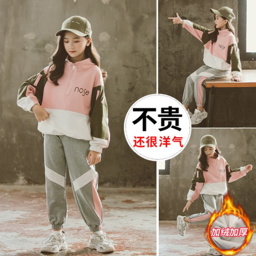 女童春裝2020年新款洋氣套裝兒童網紅秋冬時髦童裝中大童衣服