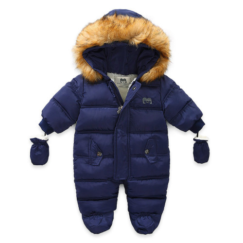 原創爆款嬰幼兒棉衣嬰兒加絨連體衣寶寶爬服直髮