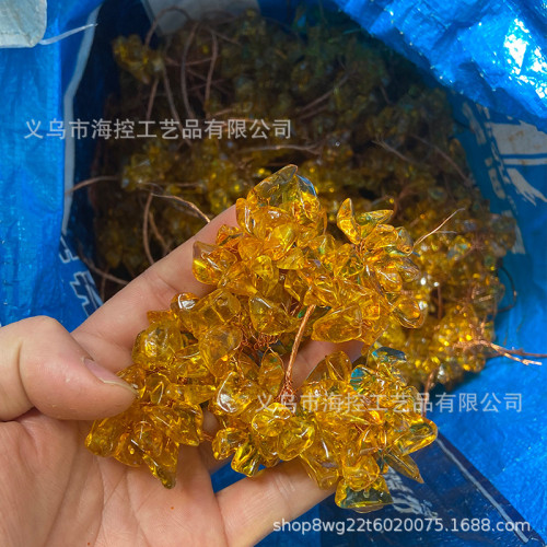仿黃水晶碎石綠紫粉水晶串花朵彩色樹發財樹材料半成品散珠碎石