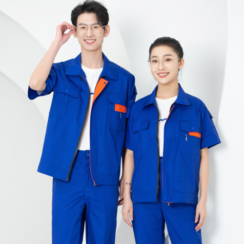 夏季短袖純棉工作服套裝男薄款長袖耐磨電銲汽修服上衣廠服勞保服