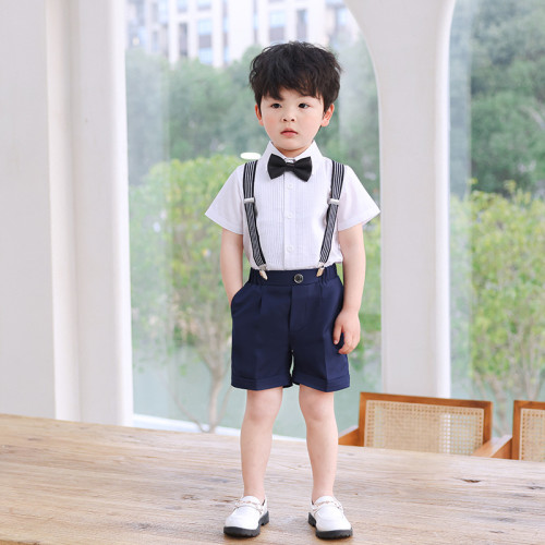 男童背帶褲套裝夏季英倫中小童幼兒園西服演出表演西裝主持人禮服