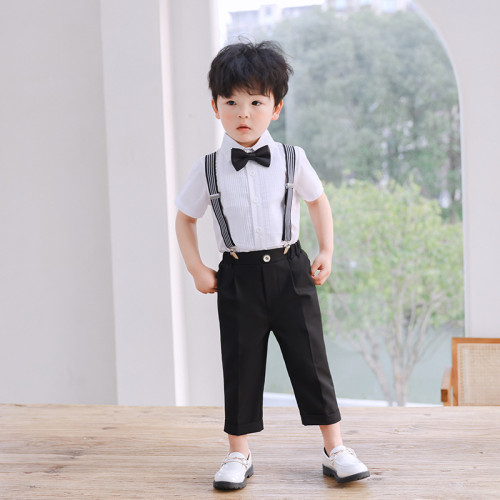 男童背帶褲套裝夏季英倫中小童幼兒園西服演出表演西裝主持人禮服
