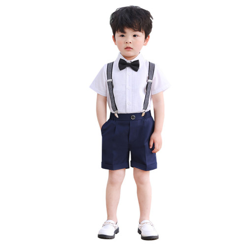 男童背帶褲套裝夏季英倫中小童幼兒園西服演出表演西裝主持人禮服