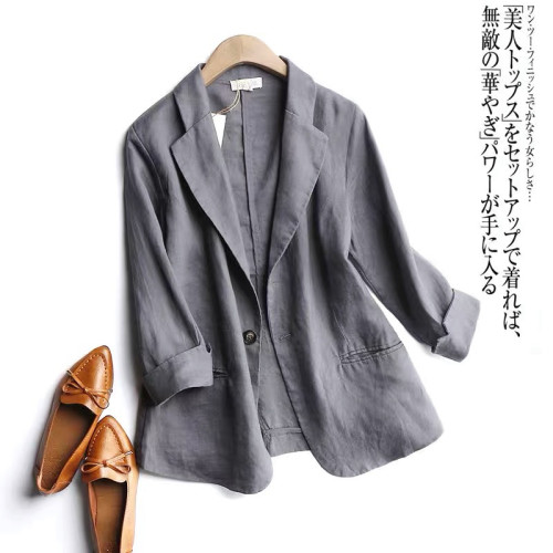春新款小西裝外套女2025薄款短款韓版女裝修身大碼七分袖西服