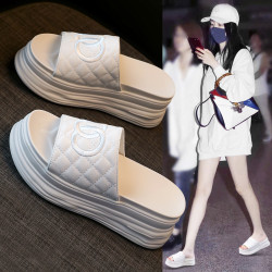2025夏季新款時尚網紅沙灘拖鞋女外穿松糕厚底增高氣質仙女風涼拖