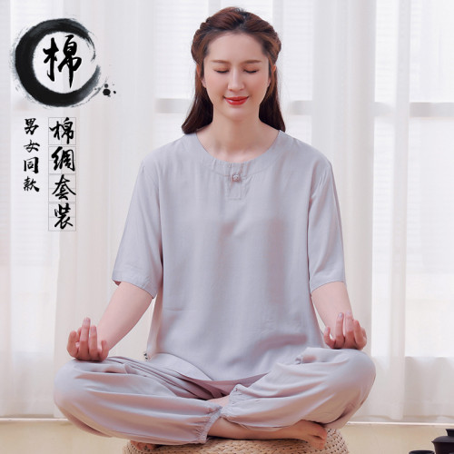 玄善彿系男女居士服風唐裝禪意茶服春夏棉綢禪修服中式禪服