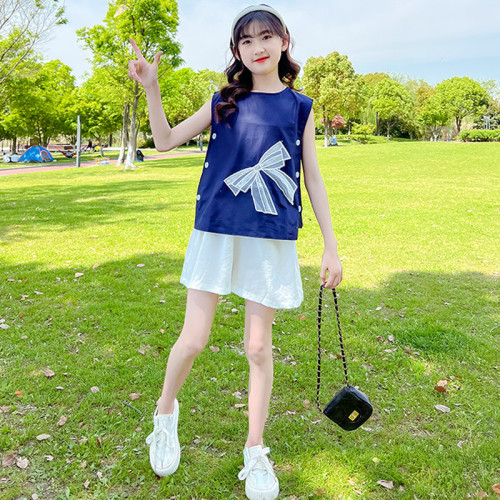 女童夏季套裝2024新款洋氣夏裝中大童時髦薄款短褲兒童夏天兩件套