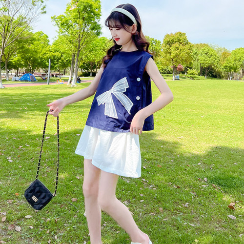 女童夏季套裝2024新款洋氣夏裝中大童時髦薄款短褲兒童夏天兩件套