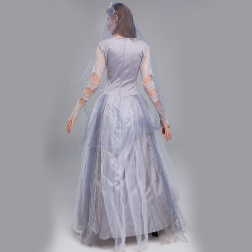 2025新款萬聖節服裝恐怖鬼新娘連衣裙幽靈僵屍演出服化裝舞會戯服