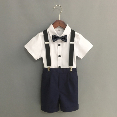 【成本價】男童背帶褲套裝夏季中小童英演出表演服主持人禮服短褲