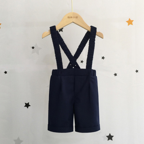 兒童背帶褲套裝夏季男童周嵗生日禮服男寶寶花童西裝嬰兒表演演出