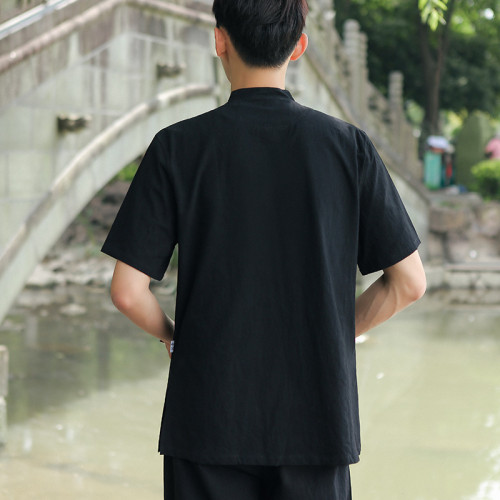 中式棉麻瑜伽服套裝禪修服茶藝服太極服居士打坐服