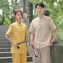 居士服禪修服茶服棉麻套裝風禪意男女裝中式唐裝 