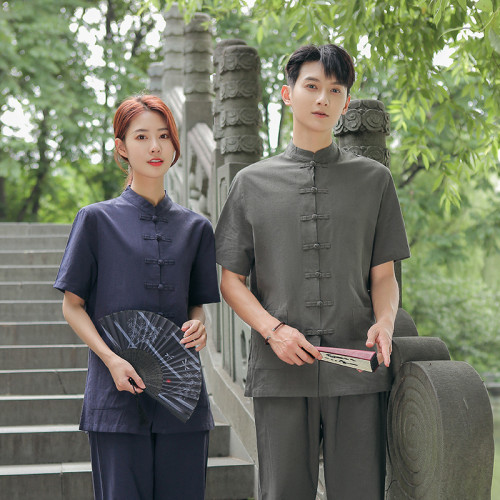 居士服禪修服茶服棉麻套裝風禪意男女裝中式唐裝 