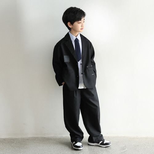 童裝男童秋裝套裝2023新款西裝韓版兩件套中大童洋氣西服韓版潮