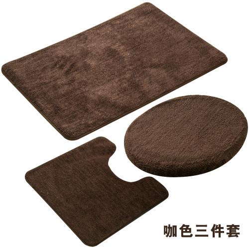 素色條紋浴室馬桶三件套地墊 門口防滑腳墊吸水墊子家用入戶門墊