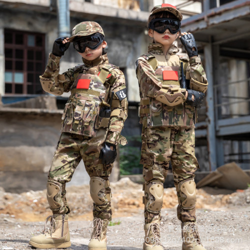 兒童迷彩服套裝男童蛙服特種兵短袖訓練服戶外夏令營小學生軍訓服