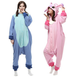 出口藍粉史迪奇卡通連體睡衣動物情侶演出服萬聖節onesie