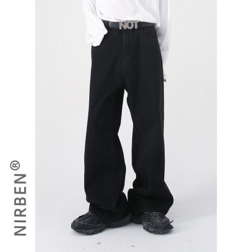 nirben牛仔|  基礎走量款 八色可選寬松半松緊腰寬松直筒牛仔長褲