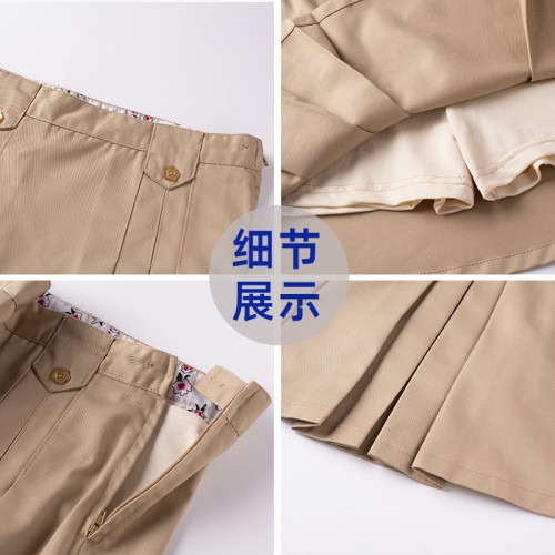 女童卡其色百褶裙兒童藏青短裙女孩裙子英倫學院小學生校服半身裙