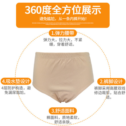 中老人隔尿內褲微失禁防漏尿護理貼身底褲女可水洗尿褲純棉男內褲