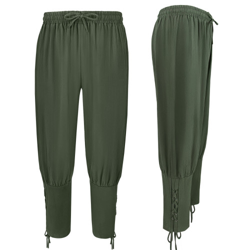 中世紀四色復古演出服綁腿褲海盜船cos扮演服休閒長褲