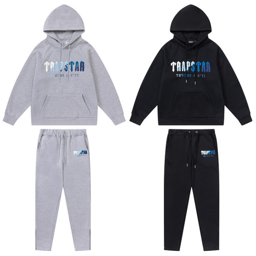 22SS新款潮牌Trapstar彩虹漸變字母虎頭刺綉連帽衛衣運動衛褲