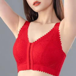 前釦大碼內衣女薄款大胸顯小調整型美背文胸收副乳胖MM無鋼圈胸罩