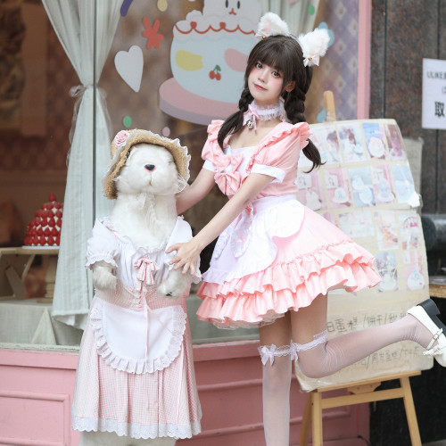 cosplay日系軟妹女僕裝連衣裙清純可愛粉色女傭製服套裝角色扮演