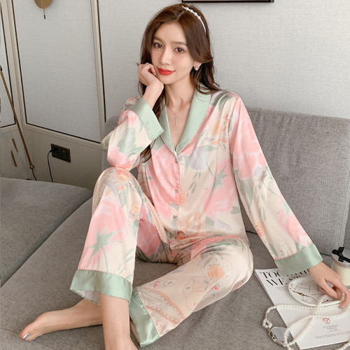 睡衣女春夏季薄款絲綢甜美2024年新款網紅爆款可外穿家居服套裝