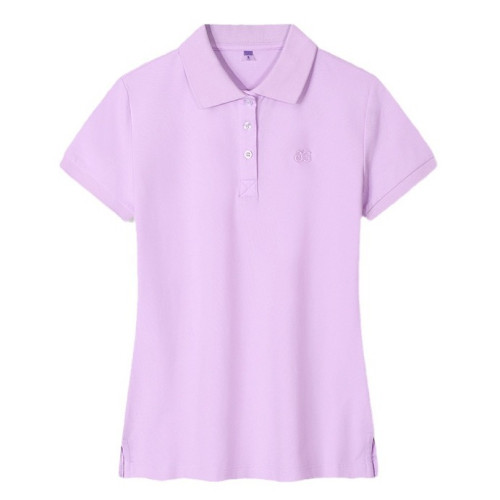 粉紫polo衫女短袖夏季大碼運動上衣純棉翻領t恤工作服