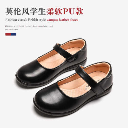女童童鞋小皮鞋兒童新款2021黑色英倫風單鞋夏季公主鞋男童演出鞋