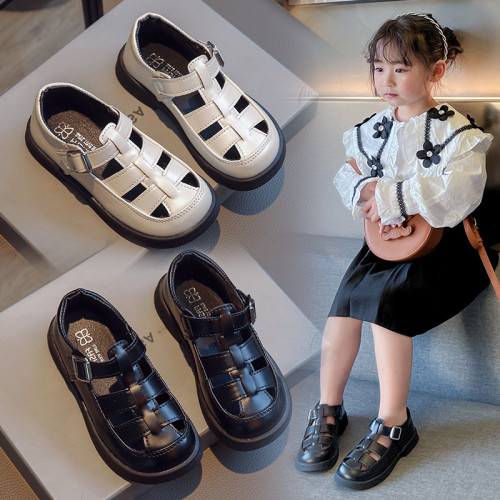兒童鏤空涼鞋2025年夏季新款平底中大童羅馬鞋小女孩休閒包頭涼鞋