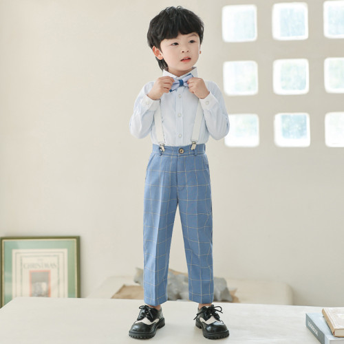 男童馬甲套裝夏季新款短袖中大童演出服兒童演講寶寶周嵗花童禮服