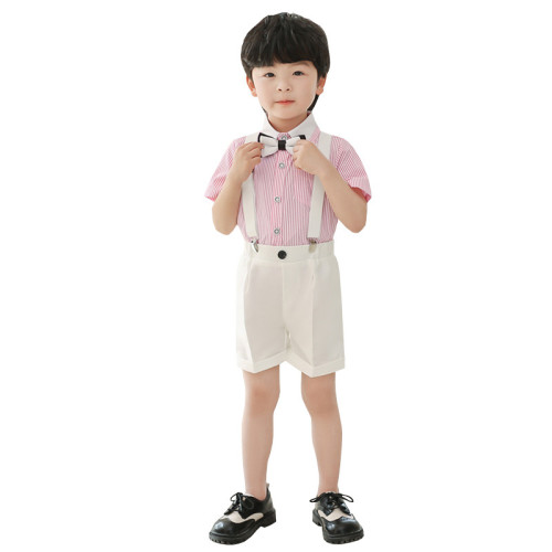 男童馬甲套裝夏季新款短袖中大童演出服兒童演講寶寶周嵗花童禮服