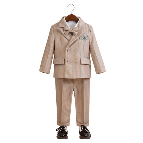 兒童西服男童背帶長短褲馬甲襯衫西裝套裝幼兒園活動生日花童禮服