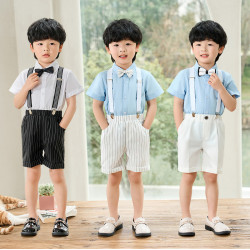 男童短袖襯衫背帶短褲套裝中小童幼兒園六一活動主持人禮服演出服