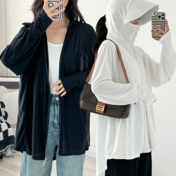 56057防曬衫輕薄冰絲外套大帽簷戶外騎車遮陽服夏季大碼女裝300斤