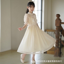 女童連衣裙夏季長款禮服新款超仙公主裙中大兒童韓版短袖雪紡夏裝