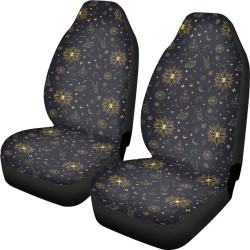 汽車通用座套高背 佔星元素數碼印花座墊適用滌綸面