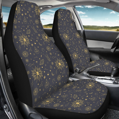 汽車通用座套高背 佔星元素數碼印花座墊適用滌綸面
