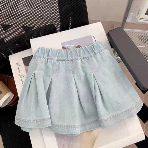 女童套裝2025夏季新款兒童時髦背心半身裙兩件套寶寶洋氣牛仔衣服