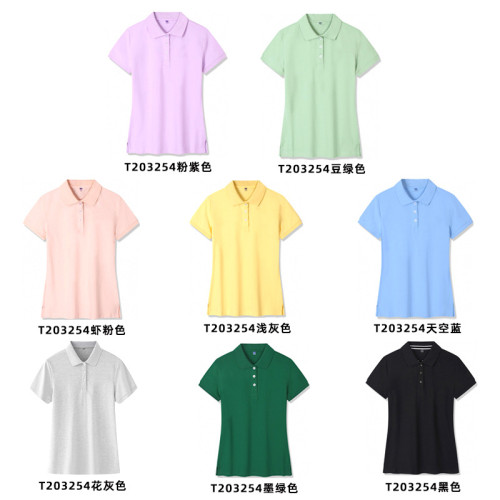 純色翻領短袖t恤女全棉修身顯瘦彈力上衣polo衫