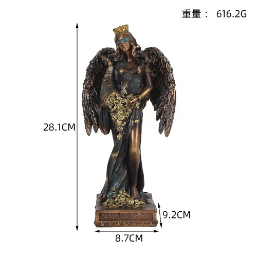 希臘財富女神樹脂工藝品神話人物擺件天使酒櫃書房裝飾雕塑手工
