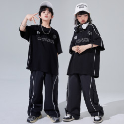 爵士舞女童服街舞兒童嘻哈潮服女孩走秀表演服炸街演出服套裝