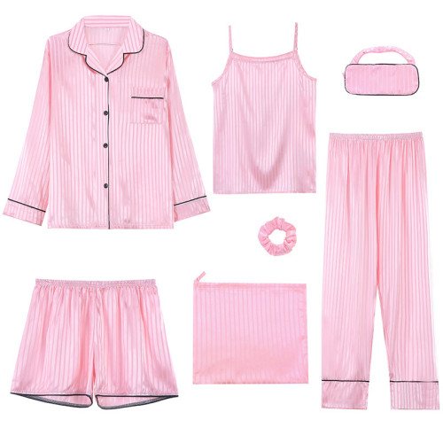七件套睡衣女士春秋款長袖高級感韓系外穿家居服套裝夏季