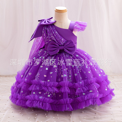 女童禮服公主裙女孩六一主持人演出表演服裝披肩小衆設計感連衣裙